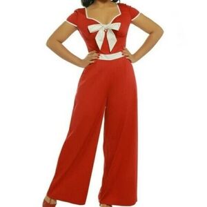 Lindy Bop Frieda Marine Sailor Red Rockability Pin Up Jumpsuit